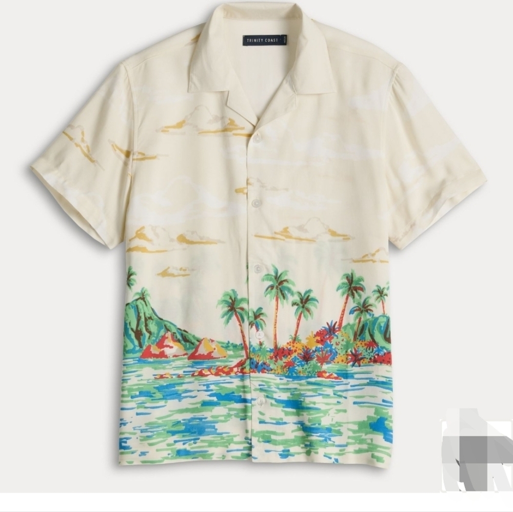 Trinity Coast NEW Men's Big & Tall Tropical Scenic Camp Shirt - Size 2XL